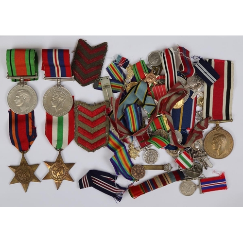 30 - 1939-45 British War Medal, Defence Medal, Burma Star and Italy Star full size and smaller size and o... 