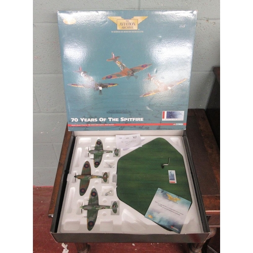 317 - Corgi '70 Years of Spitfire' 3 piece collectors set with display plinth in original box