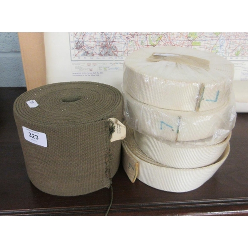 323 - 5 rolls of ex army webbing