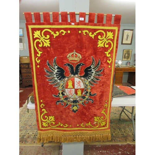 363 - Wall hanging depicting the coat of arms of Toledo (Spain) - Approx size 89cm x 145cm