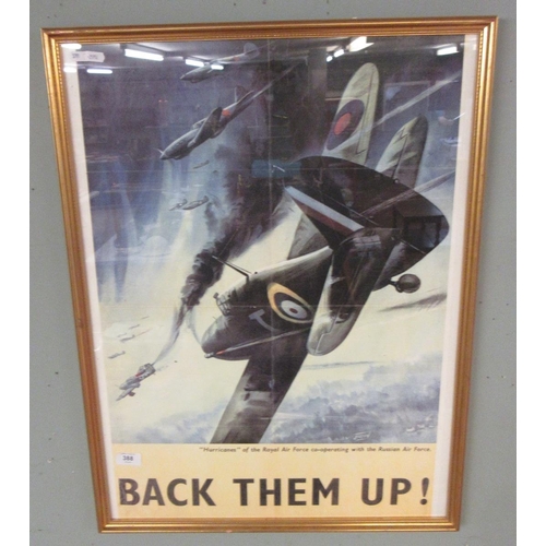 388 - WW2 framed poster - Back them up