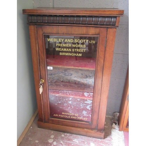 406 - Webley and Scott air pistol and rifle cabinet - approx H: 102cm  W: 61cm  D: 26cm