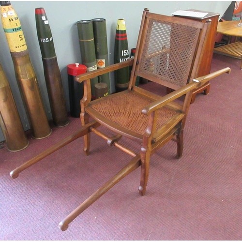 425 - Antique French satin birch bergere campaign travelling armchair for the sick/injured by Dupont