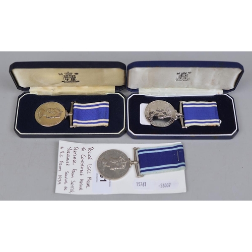 61 - 3 Police long service and good conduct medals