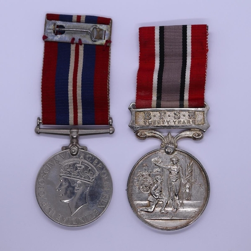 7 - Fire service LSGC and WW2 medal - F W Wright