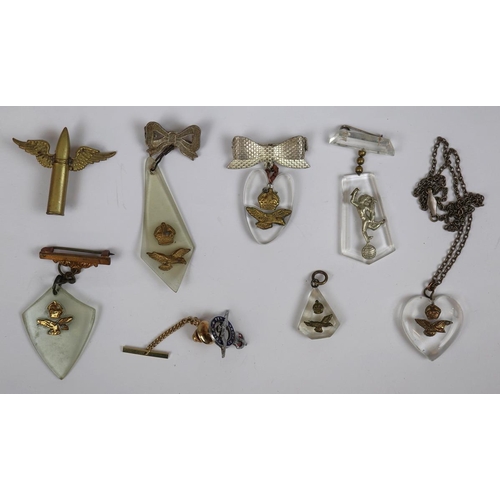 80 - 8 x WW2 aircraft perspex sweetheart brooches