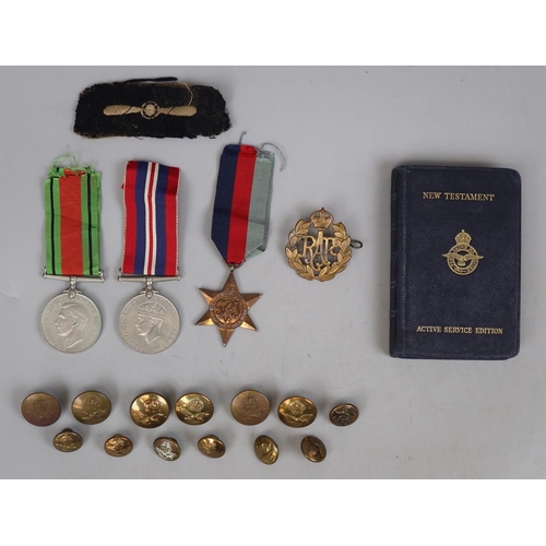 81 - Lewis Dykin Jones KIA medals, bible, buttons, roll of honour cert