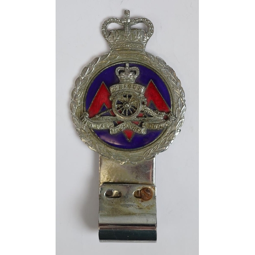 83 - Royal Artillery enamel and chrome vehicle badge, by JR Gaunt, London