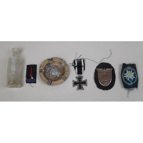 96 - Collectables to include WW1 German Iron Cross, poison bottle etc