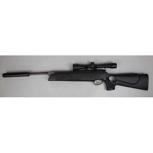 109 - Webley Black Hawk Quattro .22 air rifle break barrel, power-lok spring, telescopic sights and silenc... 