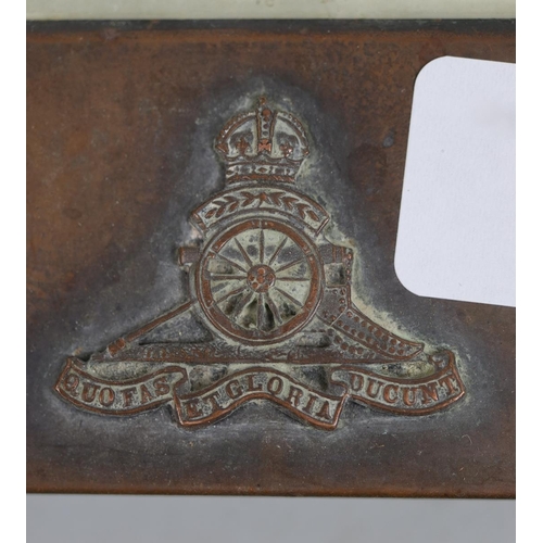 115 - 3 metal picture frames each with a regimental badge