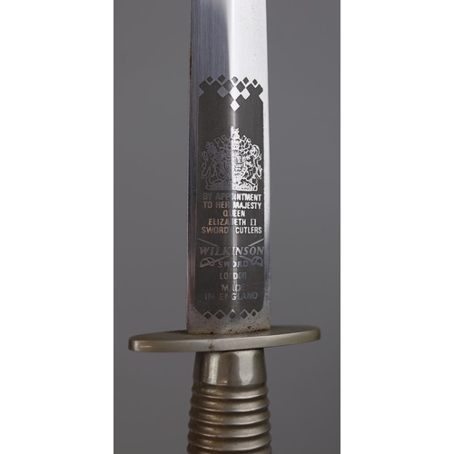 177 - Fairbairn Sykes fighting knife in sheath marked Wilkinson Sword