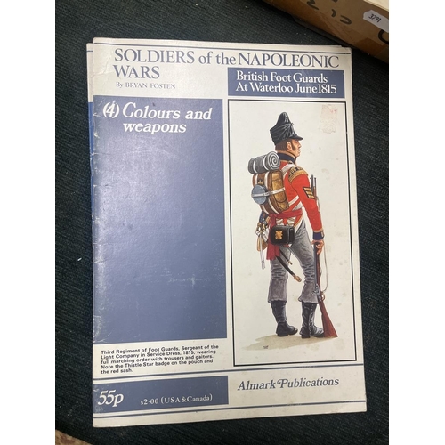 218 - Collection of reference books on uniforms of the Battle of Waterloo to include PJ Haythornthwaite. A... 