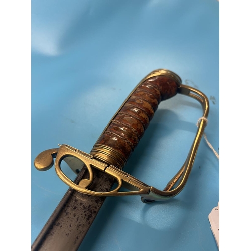 244 - 19thC. sword, leather grip, shortened blade