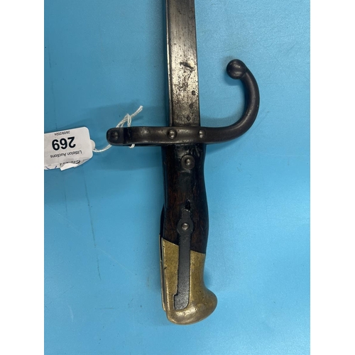 269 - French 1874 Gras 't-back' sword bayonet, made in Armoury St. Etienne.