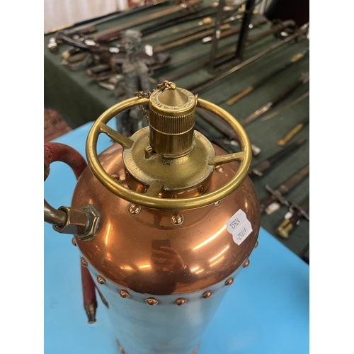 298 - Antique copper fire extinguisher