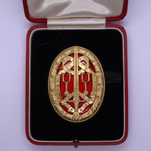 3 - Sir James Raffan hallmarked gilt silver Knights Batchelor medal in case