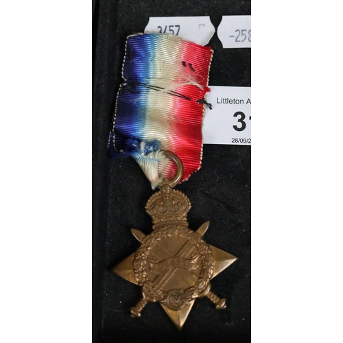 31 - WW1 medals, plaque, Death Penny, photographs and newspaper clippings pertaining to PTE Alfred Bulliv... 