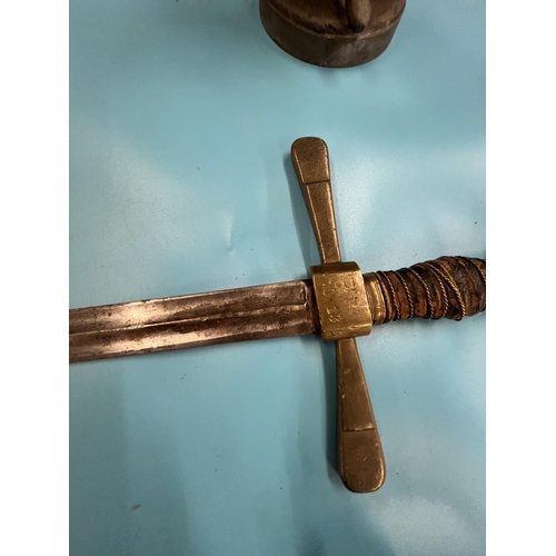 314 - Rapier together with early brass handled sword in sheath