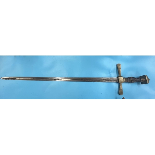 314 - Rapier together with early brass handled sword in sheath