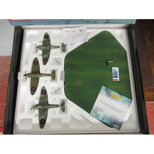 317 - Corgi '70 Years of Spitfire' 3 piece collectors set with display plinth in original box