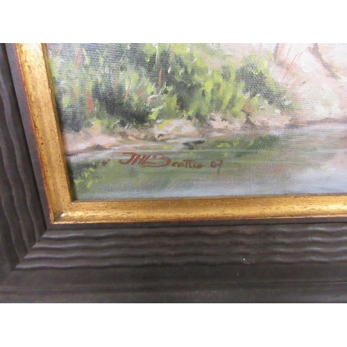 320 - Framed oil on canvas - 'Dry Dock' signed by the artist J H L Beattie showing a British patrol in Ira... 