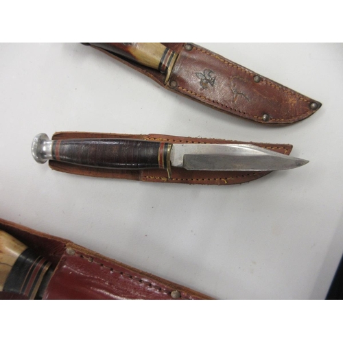 354 - 4 Sheffield made hunting sheath knives, including 'Original Bowie', Nowill & Co, and others