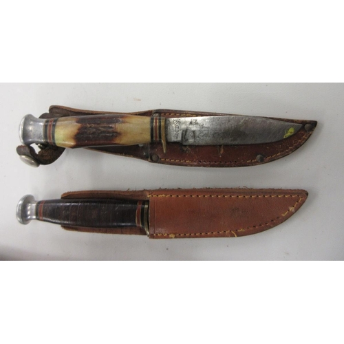 354 - 4 Sheffield made hunting sheath knives, including 'Original Bowie', Nowill & Co, and others