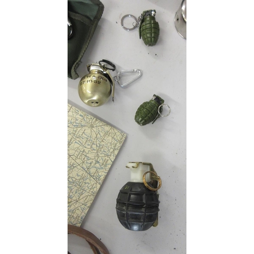 370 - Military collectables to include flask, food tin etc