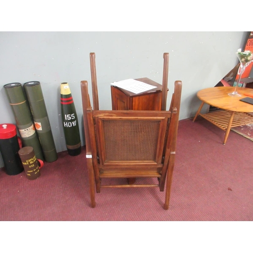 425 - Antique French satin birch bergere campaign travelling armchair for the sick/injured by Dupont