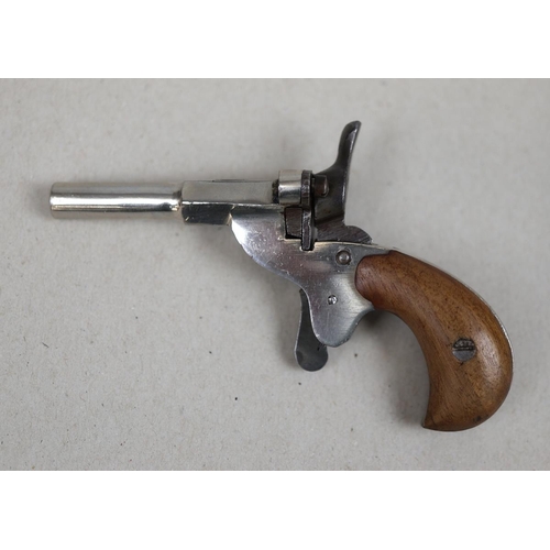 99 - Nickel plated 6mm blank firing 'Velo-Dog' or Postman's Pistol (possibly by Flobert)