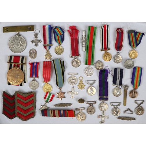 30 - 1939-45 British War Medal, Defence Medal, Burma Star and Italy Star full size and smaller size and o... 