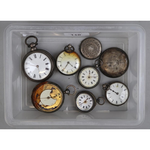 110 - Collection of hallmarked silver pocket watches spares or repair