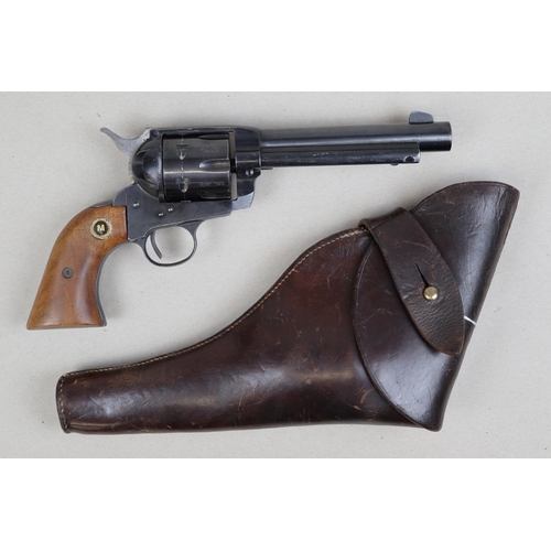 120 - Interworld Arms .22 SA Colt revolver Model 121 A3 with antique leather holster.