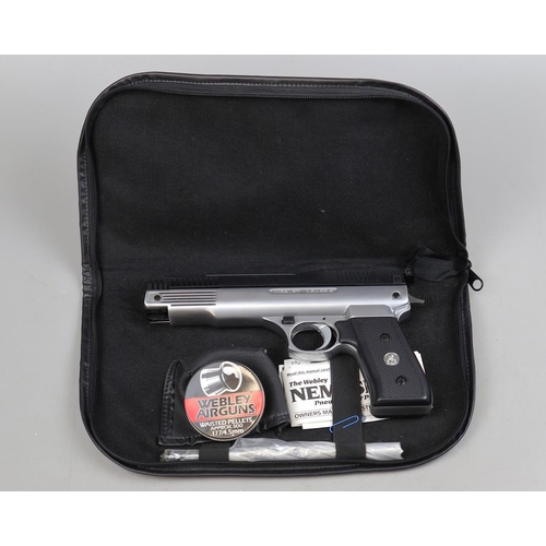 124 - Webley Nemesis .177 pneumatic air pistol in Webley soft carry case with instructions