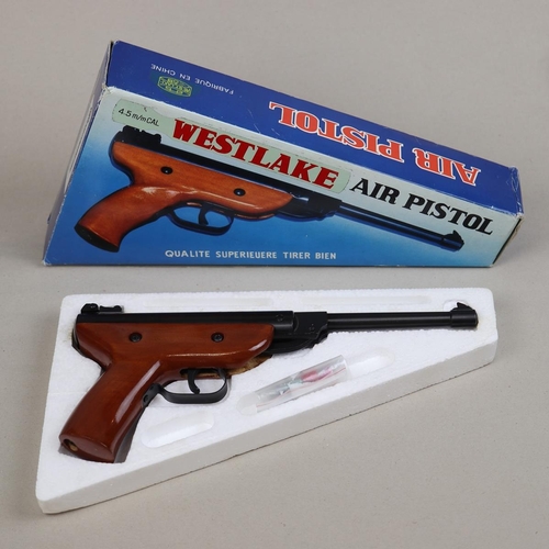 126 - Westlake. .177 air pistol No 9228816 mechanism in full working order, box with instructions.