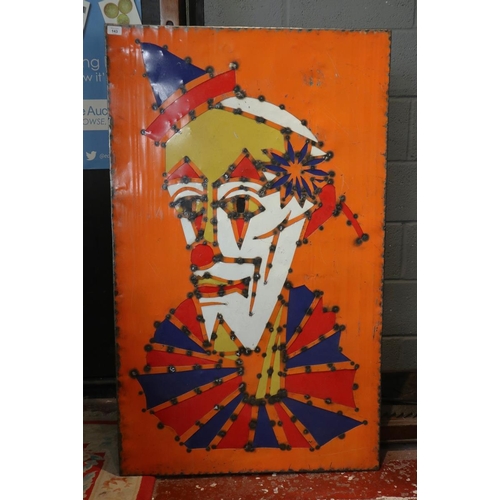 143 - Contemporary industrial metalwork picture of a clown - Approx IS 131cm x 80cm