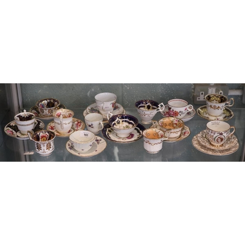 161 - Collection of antique tea cups and saucers to include Minton and Royal Derby