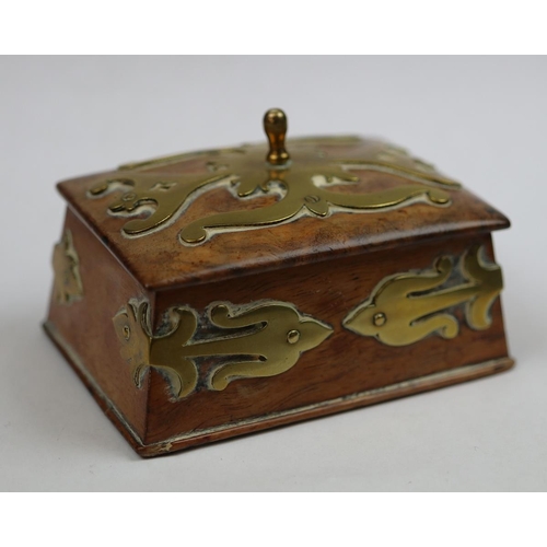 165 - Walnut brass bound stamp box