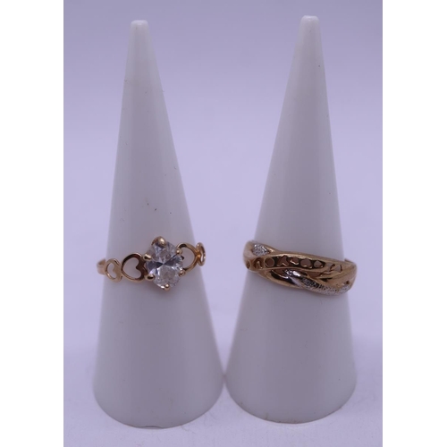 18 - 2 x 9ct gold stone set rings