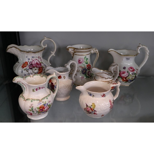 184 - 7 antique porcelain jugs to include Spode