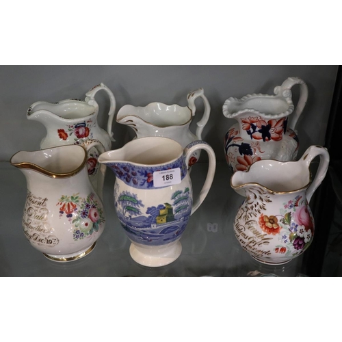 188 - 6 antique porcelain jugs