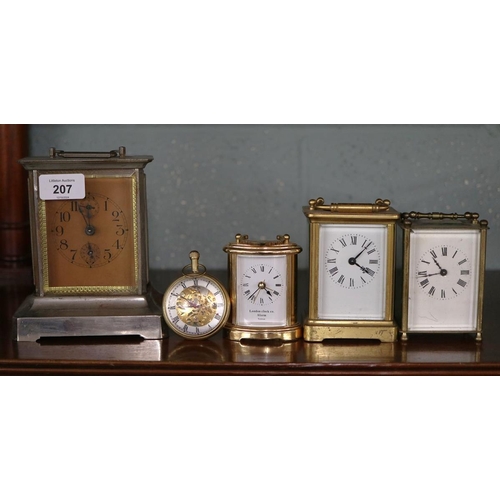 207 - Collection of carriage clocks etc.