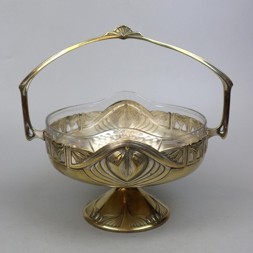 208 - Early C20th WMF fruit bowl with original glass liner and mark to rim. Classic Art Nouveau design tho... 