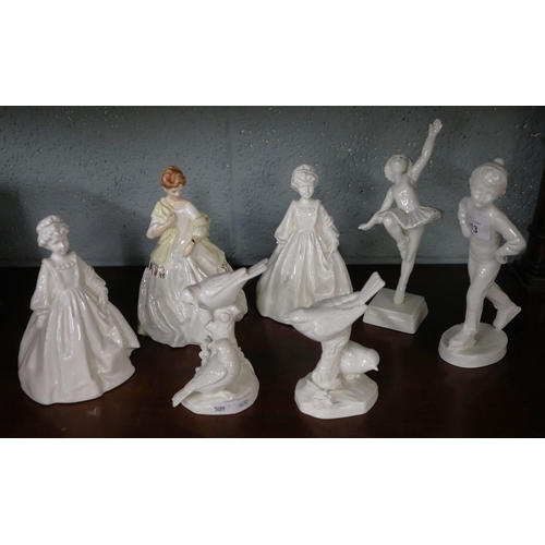 213 - Collection of white Royal Worcester figurines etc