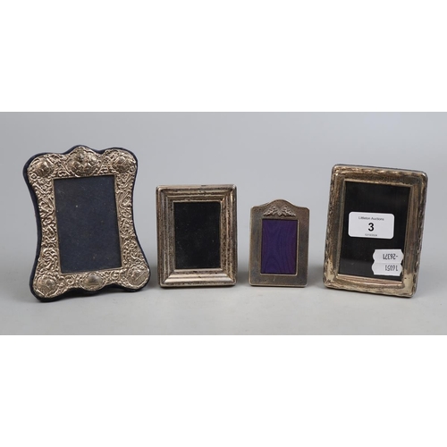 3 - 4 small hallmarked silver photo frames