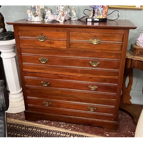 349 - Edwardian mahogany chest of 2 over 3 drawers - Approx W: 103cm D: 49cm H: 102cm