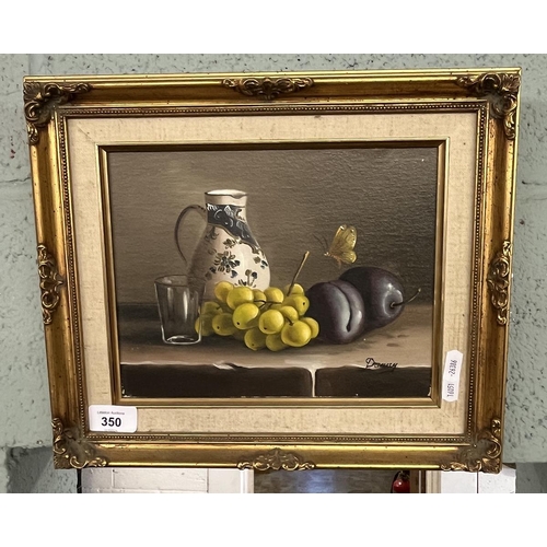 350 - Oil on canvas - still life - signed Danny - Approx IS 24cm x 19cm