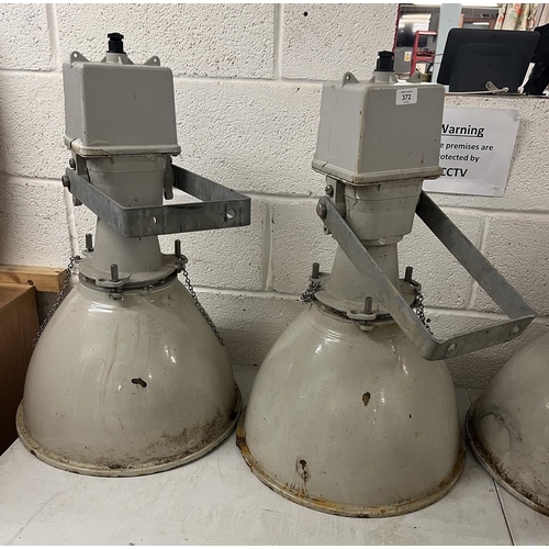 372 - Pair of Thorlux industrial lights with ballast boxes