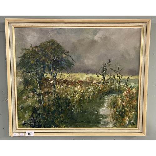 414 - Impressionist oil on board of a landscape possibly Scottish. Signed by M. Healey - Approx IS 55cm x ... 